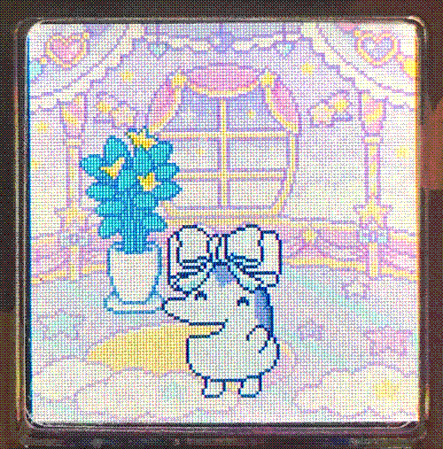 Ginjirotchi with a big white bow on his head. Super cute!
